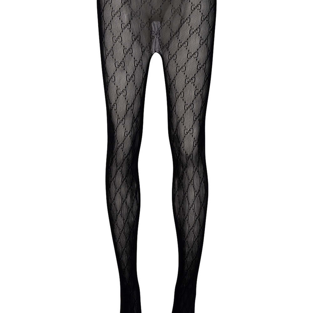 Authentic Gucci Black Logo Pattern Tights